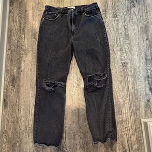 Black Straight Leg Jeans Ripped